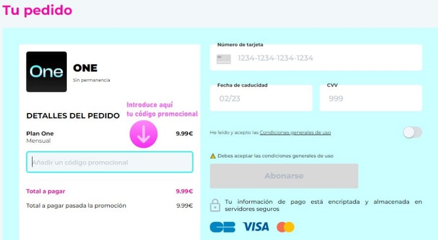 Ayuda sobre el código promocional Pixpay