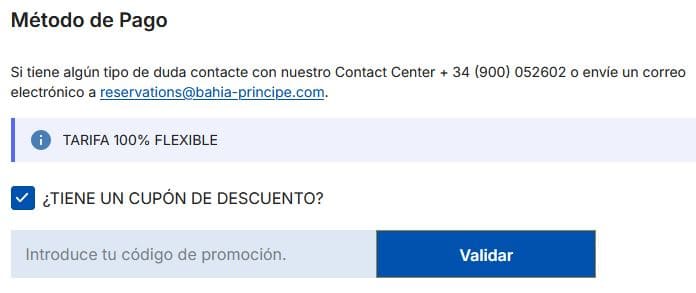 Casilla cupón descuento Bahía Principe